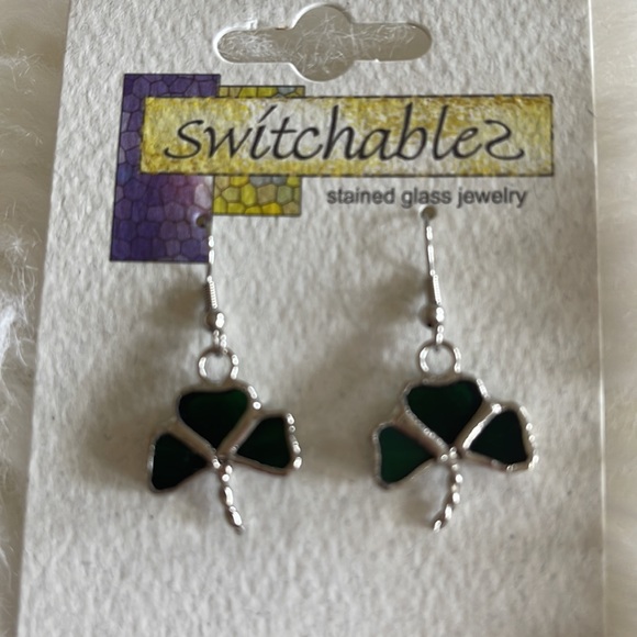 Shamrock ☘️ Earrings Stained glass St Patrick’s Day jewelry new - Picture 1 of 10